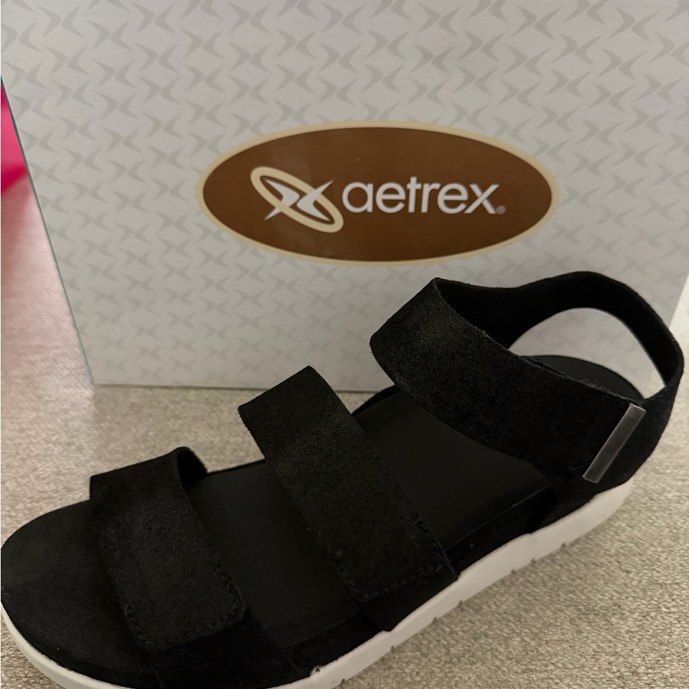 Aetrex Black Strap Sandals